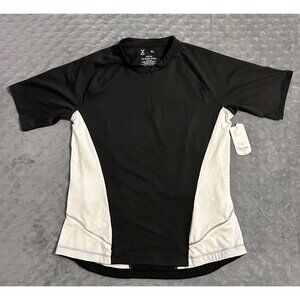 Xersion Women's Quick-Dri Black & White Cycling Shirt XL with Back Pockets NWT